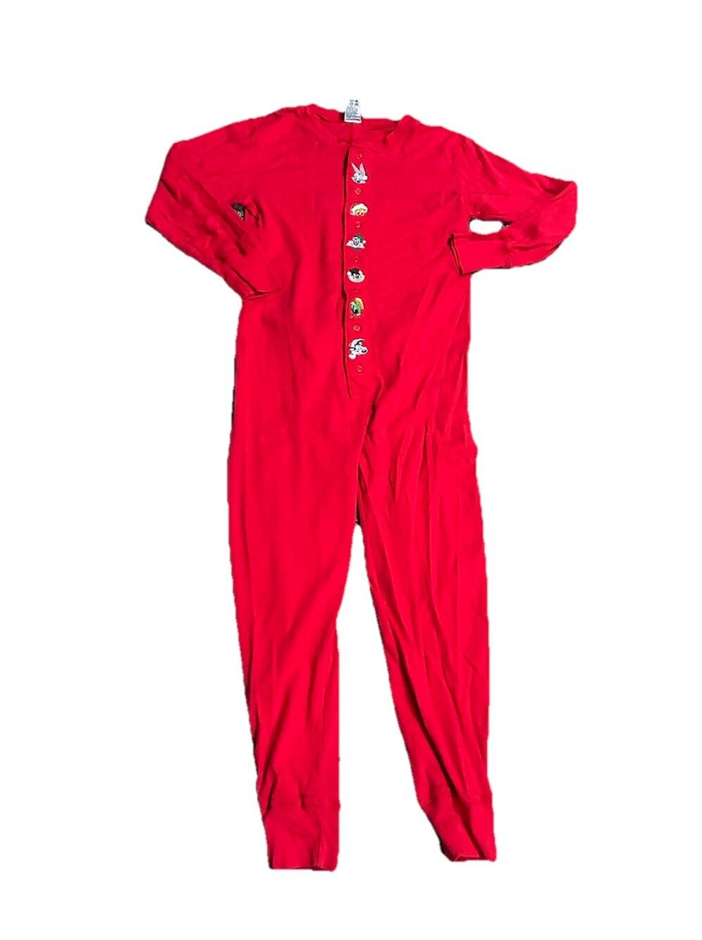 Vintage 90s Looney Tunes Christmas Pajamas Bugs Bunny Marvin Tweety Adult M/L